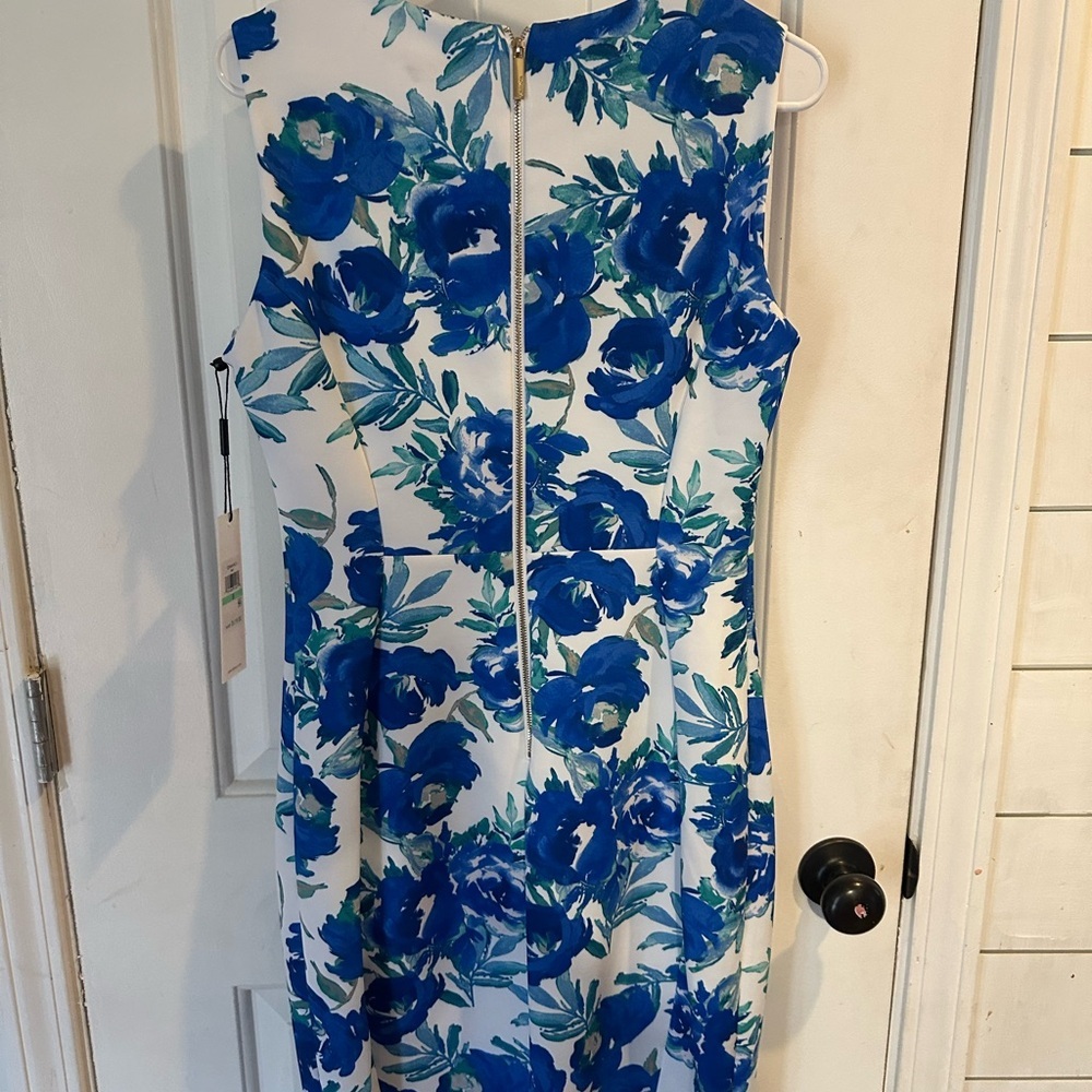 Calvin Klein Blue and Green Floral Midi Dress - Picture 5 of 6
